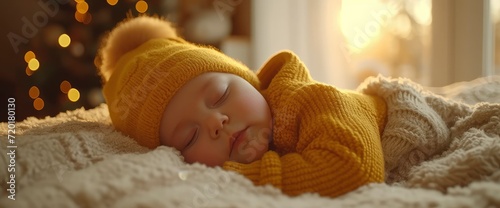 Onemonthold Baby Lying Bed, Background HD For Designer photo