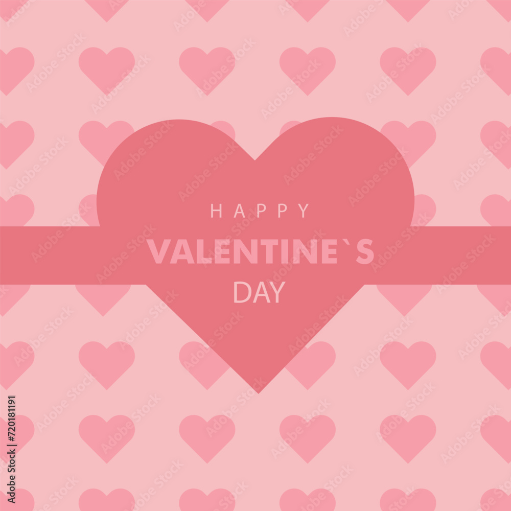 valentine card with pink hearts background, vector illustration