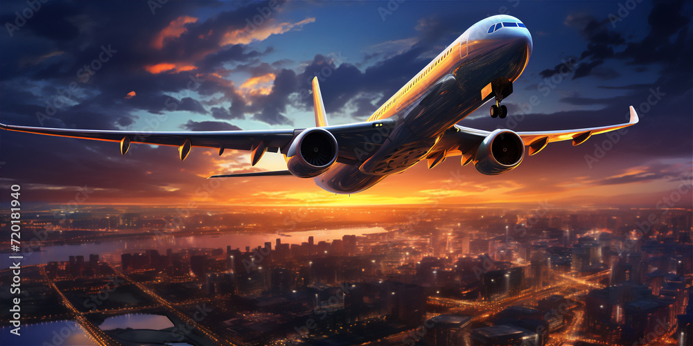 airplane in the blue sky