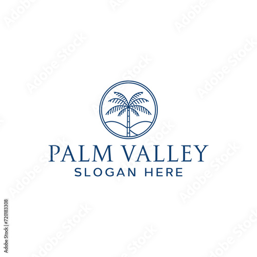 Minimalist Palm Valley Simple Line art style Logo Design Inspiration