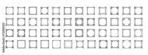 Big set of Chinese frame. Traditional Asian pattern. Black vector illustration isolated on white background. Japanese, Korean and Chinese photo