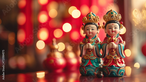Chinese New Year figurines, meticulous in design, radiate festive energy, embodying cultural symbolism and prosperity to elevate spaces with a touch of traditional charm and auspicious vibes