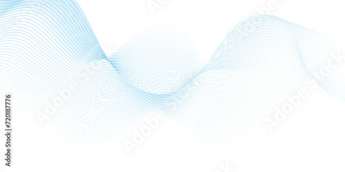 Modern abstract blue wave digital geometric Technology  data science frequency gradient lines on transparent background. Isolated on blue and white background. gray and white wavy stripes background.