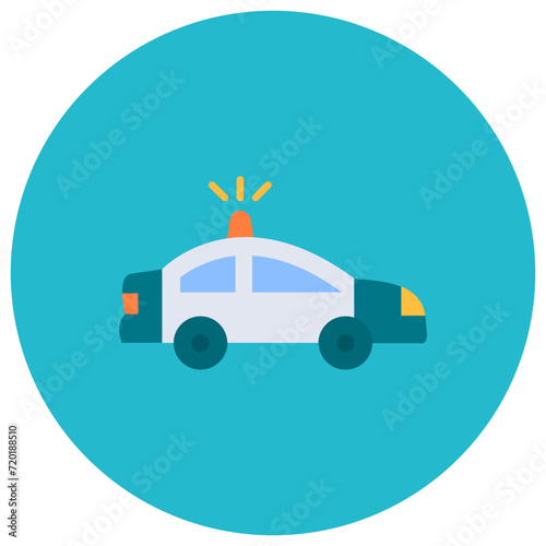 Police Car icon vector image. Can be used for Crime and Law.