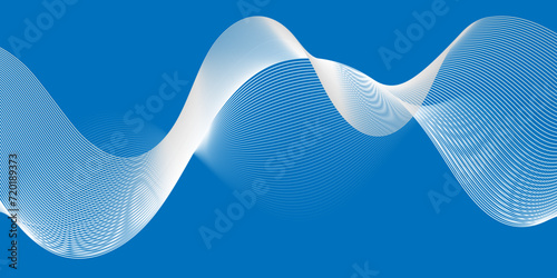 Modern abstract blue wave digital geometric Technology, data science frequency gradient lines on transparent background. Isolated on blue and white background. gray and white wavy stripes background.