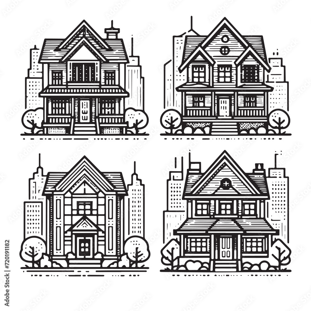 Set Of House Icons Isolated.