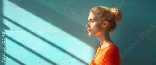 Young Woman Wakin, Background HD For Designer photo