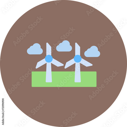 Windmill Landscape icon vector image. Can be used for Landscapes.