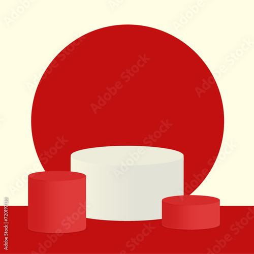 Realistic 3d red product podium