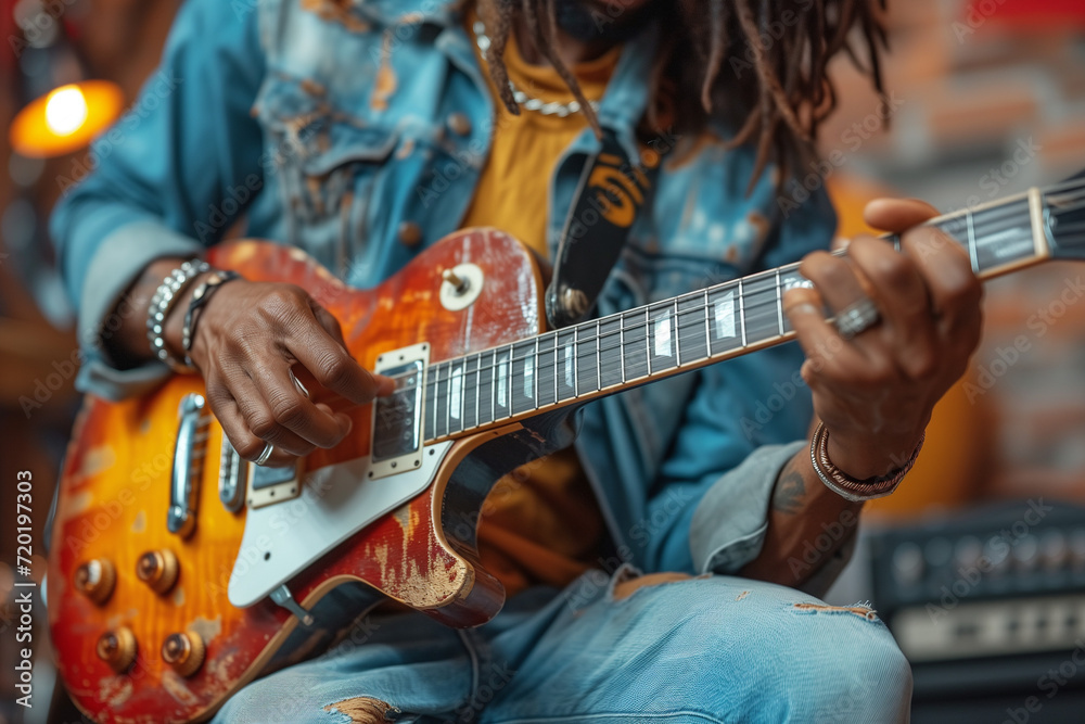 Obraz premium Street guitarist playing guitar