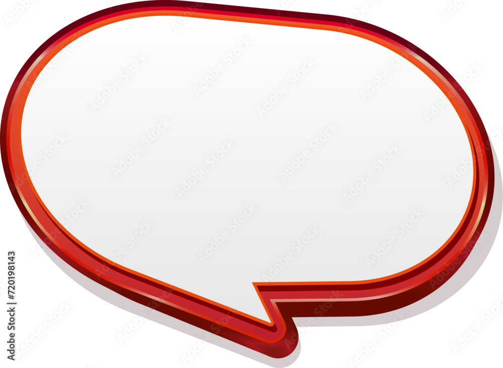 3D bubble chat vector with shiny red line, transparent background
