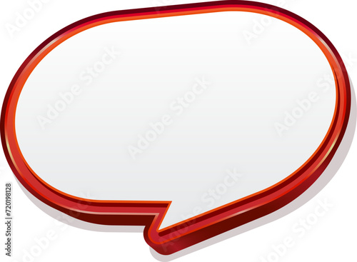 3D bubble chat vector with shiny red line, transparent background