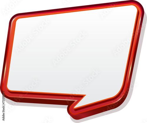 3D bubble chat vector with shiny red line, transparent background