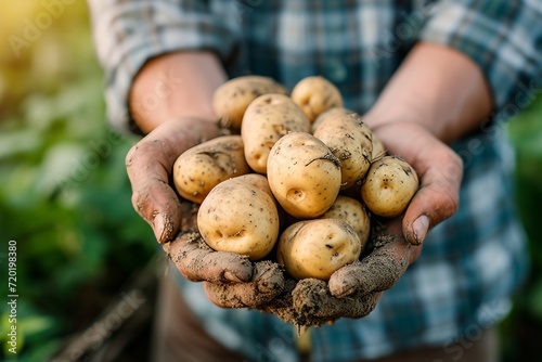 Person Holding a Bunch of Potatoes