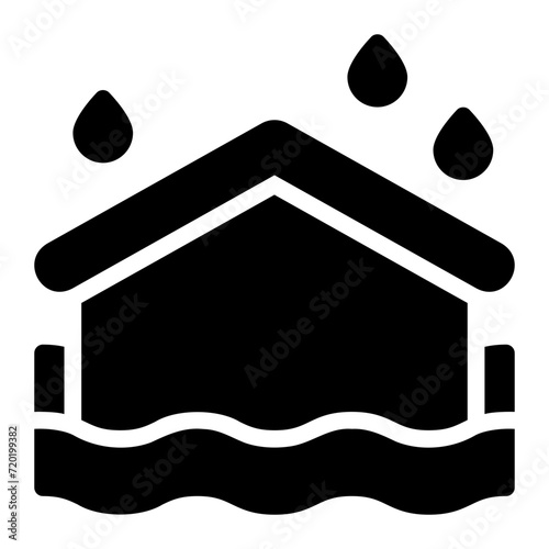 flooded house glyph icon