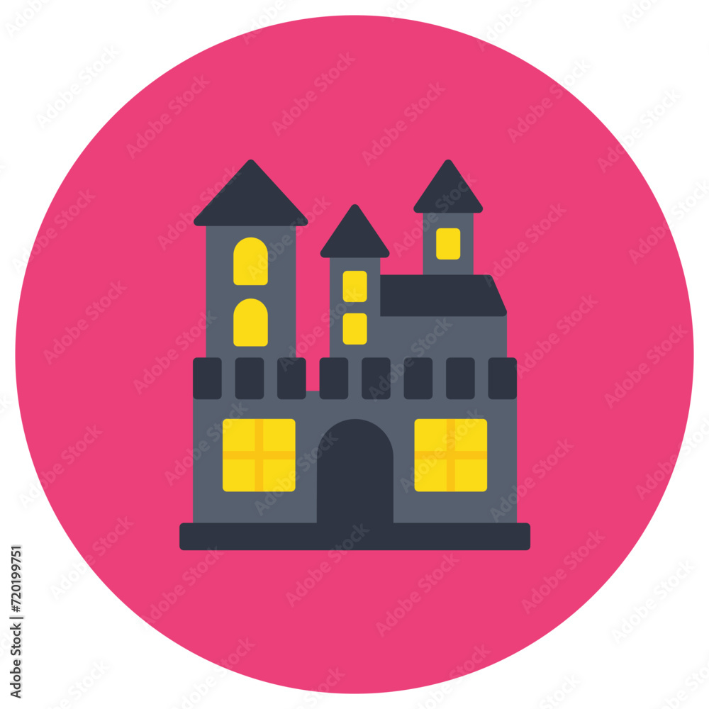 Ghost Castle icon vector image. Can be used for Halloween.