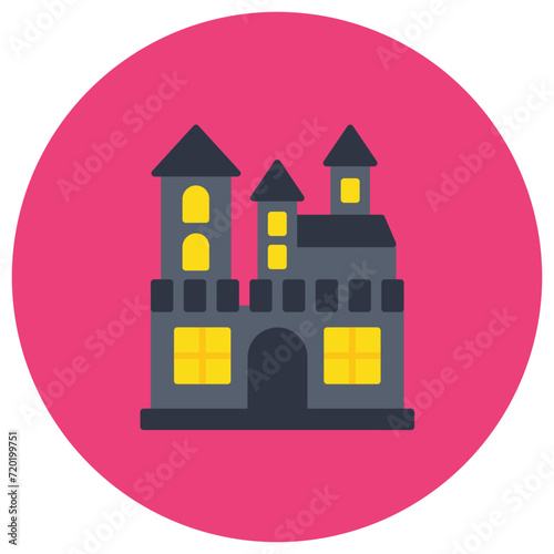 Ghost Castle icon vector image. Can be used for Halloween.