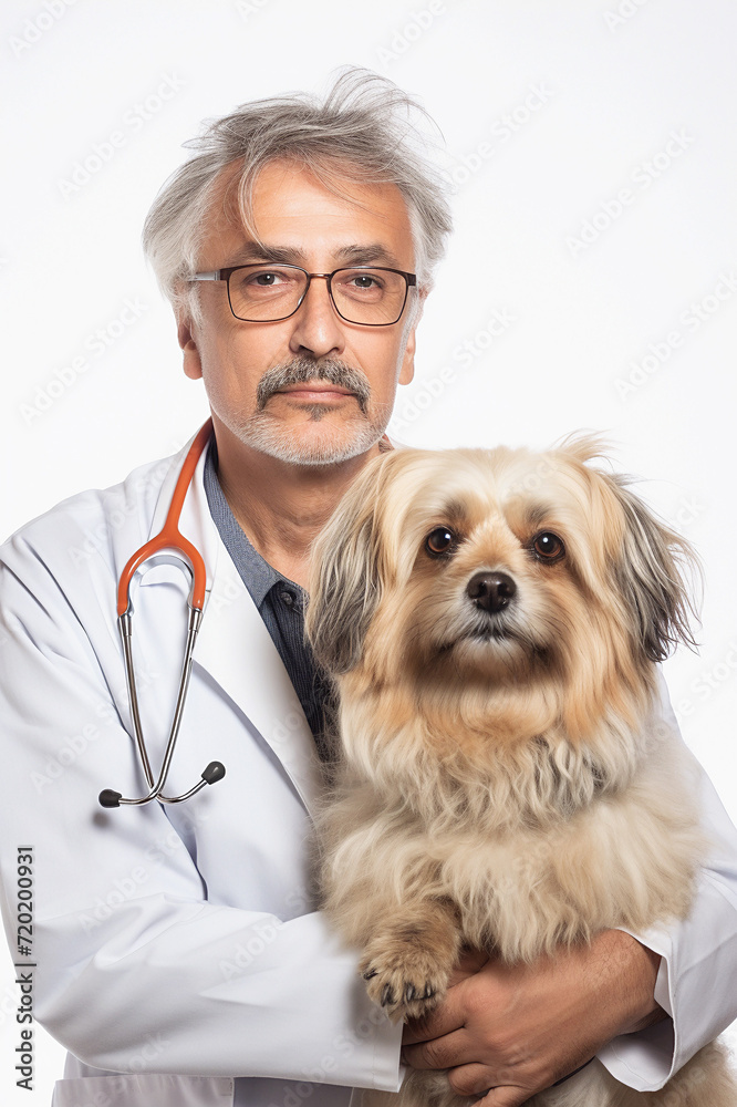 Veterinarian with Adorable Fluffy Dog Veterinarian with Adorable Fluffy Dog