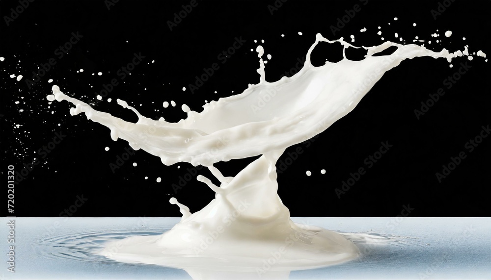 Splash of milk or cream isolated on white background With clipping path. Full depth of field. Focus stacking. PNG. Generative AI Splash of milk or cream isolated on white background With clipping path. Full depth of field. Focus stacking. PNG. Generative AI