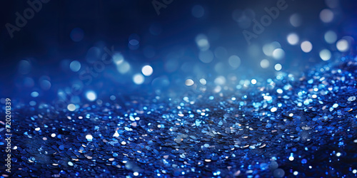 blue glitter vintage lights background. defocused shimmer royal blue sparkle