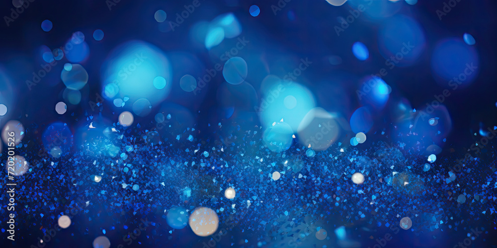 blue glitter vintage lights background. defocused shimmer royal blue sparkle