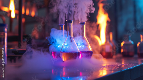 Chemical experiment using Bunsen burner