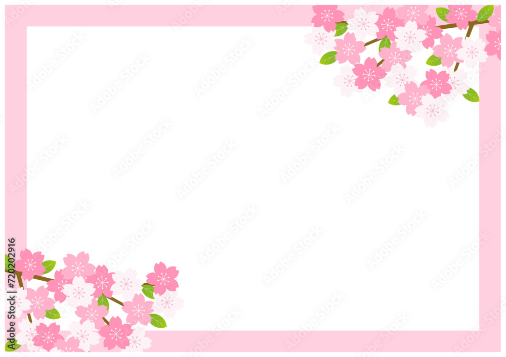 桜の花が美しい春の桜フレーム背景20