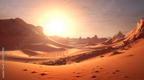 desert themed background with dunes and rocks , generated by AI