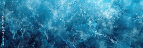 Beautiful winter natural blue ice texture of surface of frozen. Nature abstract pattern of white cracks. Winter seasonal background, mock up, flat lay, ice texture background,ice banner 