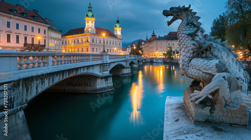 Evening view of historical landmark