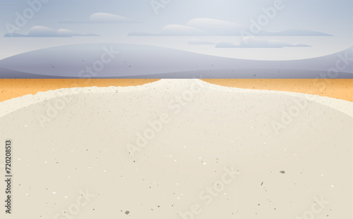 Dry land nature area cartoon illustration. Sandy terrain drought vector concept