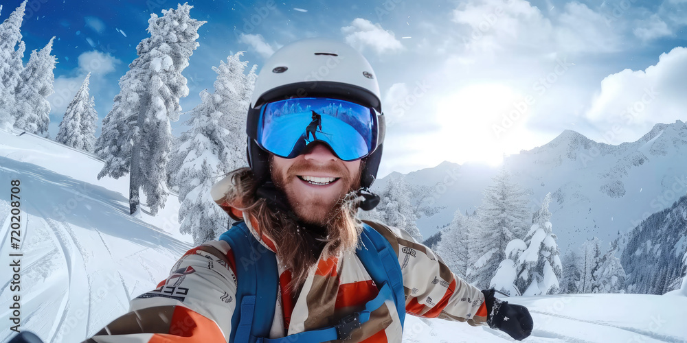 snowboarder taking a selfie, snowboarder taking a selfie,