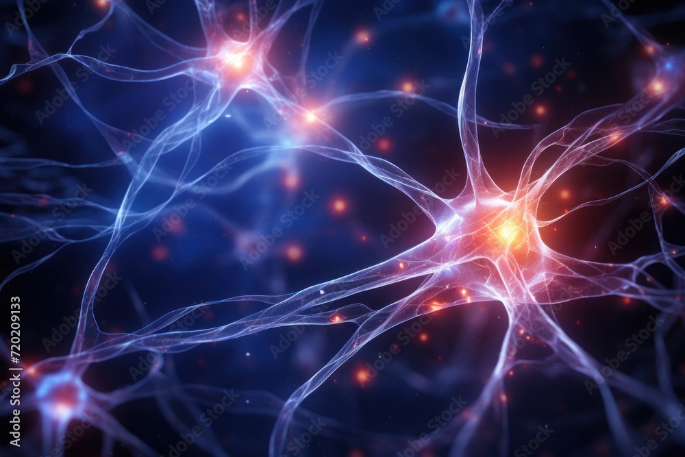 Nerve cell and neurons in connection. Abstract background. The concept of neural connectivity research