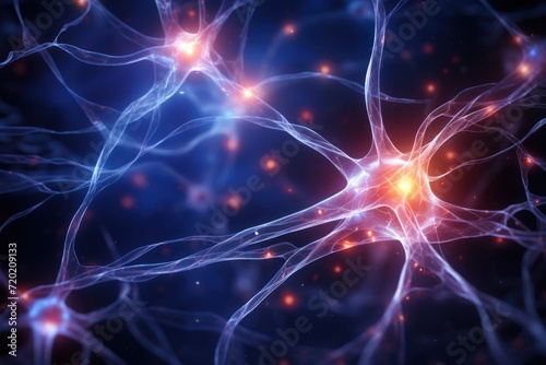 Nerve cell and neurons in connection. Abstract background. The concept of neural connectivity research