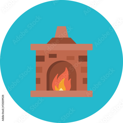 Fireplace icon vector image. Can be used for Winter.