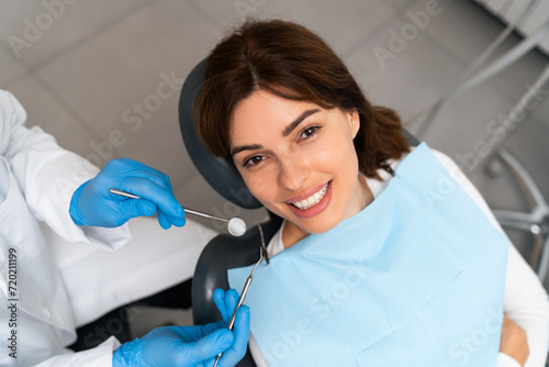 Photography Dental check-up for a patient's teeth.