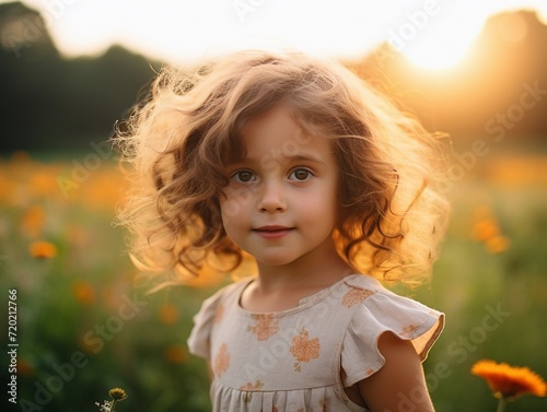 Little Girl Standing in a Field of Colorful Flowers © imagineRbc