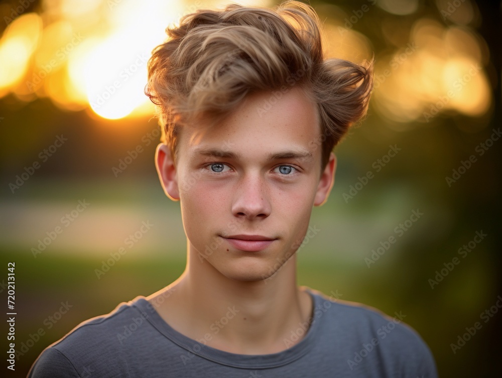 Young Man Poses for a Picture Outdoors With a Cityscape Background Young Man Poses for a Picture Outdoors With a Cityscape Background