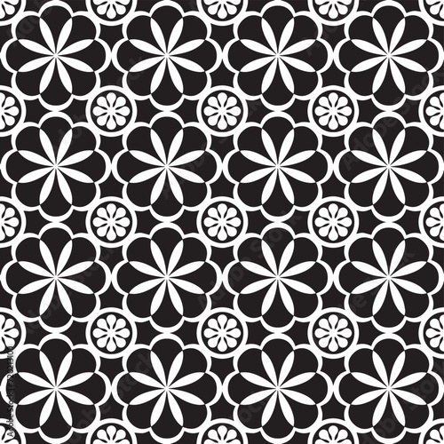 Floral seamless pattern with baroque style ornament. Modern stylish texture. Black and white. Repeating vector background.