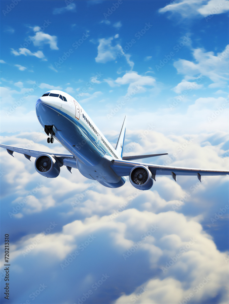 airplane in the blue sky airplane in the blue sky