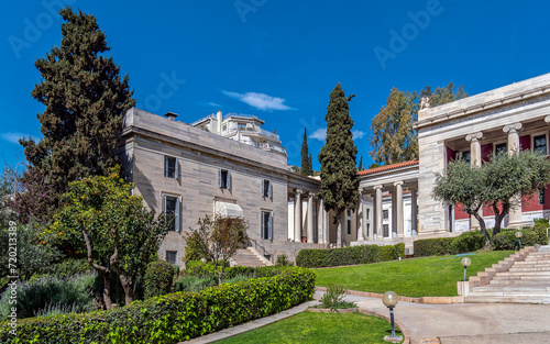 Left wing of the Gennadius Library, one of the most important libraries in Greece, with over 110,000 volumes.The library is located on the slopes of Mount Lycabettus, in central Athens, Greece.