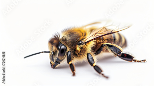 Close up of dead bee isolated on white background © UsamaR