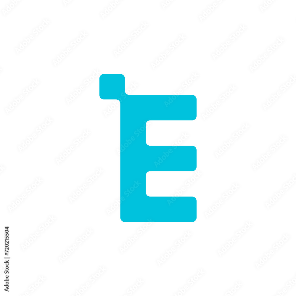 letter e in transparent background technology style in blue color letter e in transparent background technology style in blue color