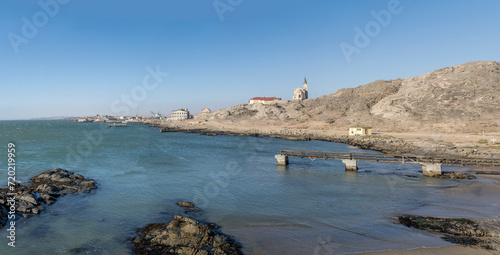 old pier at the Ocean bay west of historical town, Luderitz,  Namibia