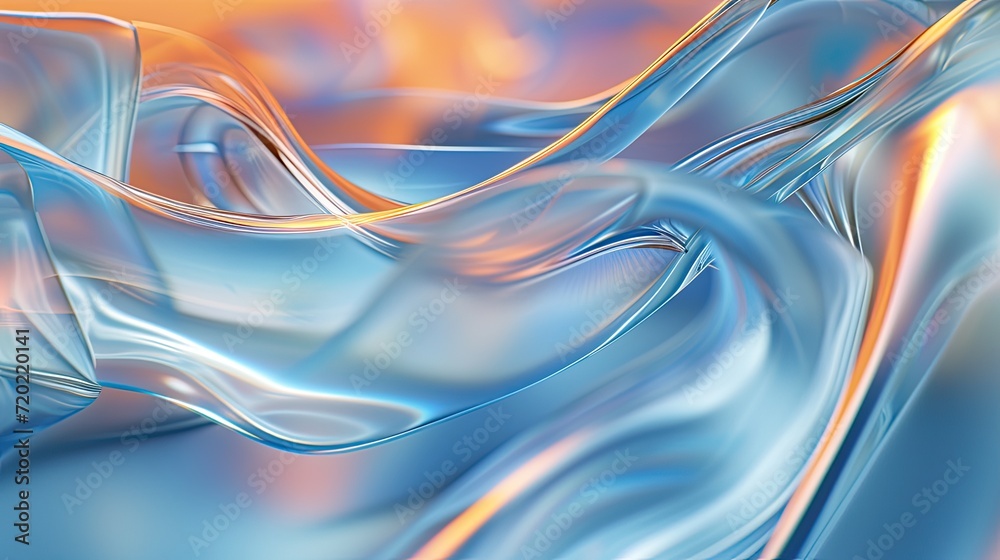 Abstract Fluid Glass Waves in Calm Blue Gradient Background Abstract Fluid Glass Waves in Calm Blue Gradient Background