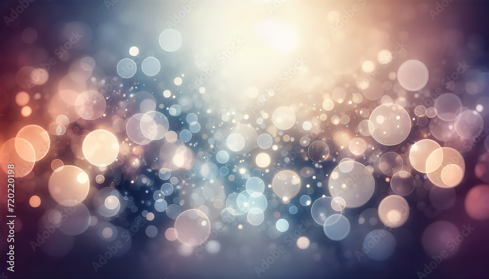 Abstract cream background with blurry festival lights and outdoor celebration bokeh. festive, design, holiday, decoration, glitter, christmas, pattern, texture, bright, blur. Generative AI.