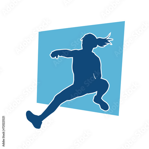 Silhouette of a sporty man jumping. Silhouette of a dancer male in action pose.