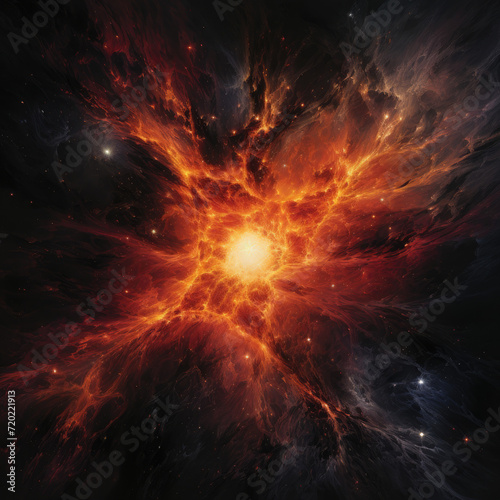 Solar flares coming out from a star close-up view of a Star and solar flares 