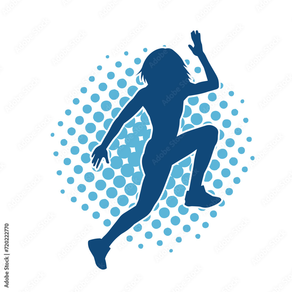 Silhouette of slim female doing exercise. Silhouette of a sporty woman doing gym workout pose. 