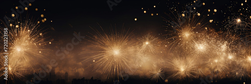Happy New Year, Beautiful creative holiday background with fireworks and Sparkling, space for text 